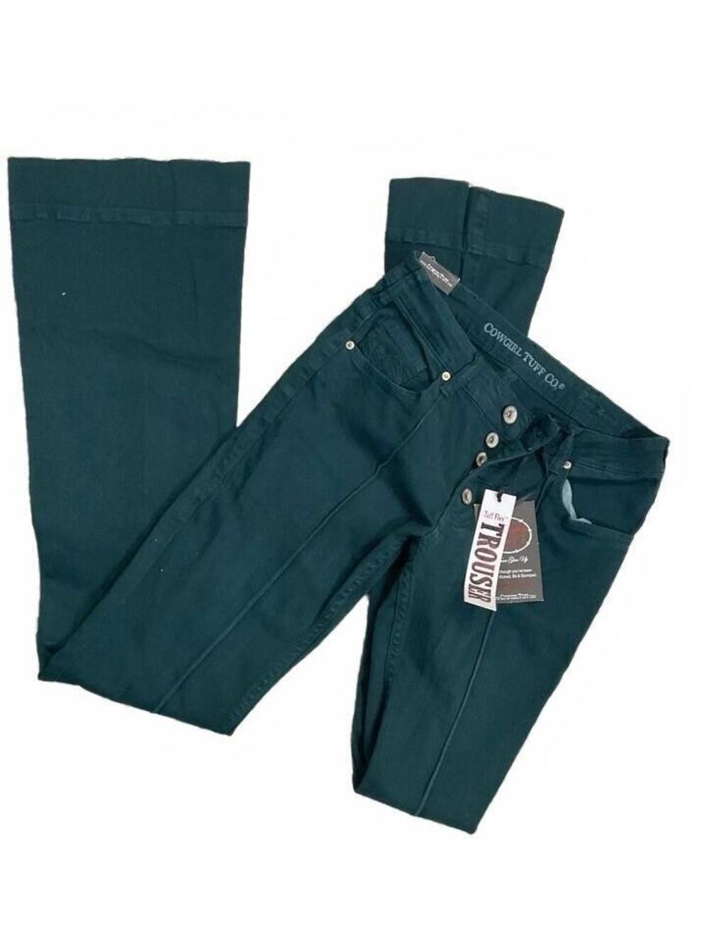 NWT Cowgirl Tuff Rousers teal flare pants size 27 long